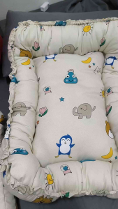 CRIB SET BEDDINGS| NEW BORN BABY NEST with HEAD PILLOW AND 2PCS BOLSTER 100% CANADIAN COTTON FABRIC
