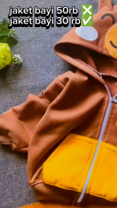 Jaket Bayi Laki-Laki & Perempuan 3-12 Bulan Model Hoodie Saku Depan Motif Berz Bahan Fleece