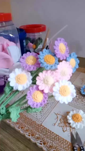 Ready Stock!! Bunga Daysi Rajut/Buket Bunga/Buket Wisuda/Grosir Bunga/Bunga Palsu