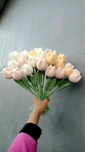 Ready stock!!bunga rajut/bunga tulip rajut/buket wisuda/grosir bunga/crochet/bunga boneka/amigirumi