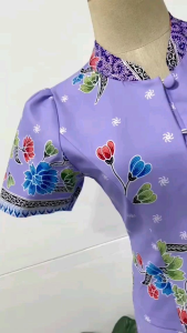Mandarin collar buckle button oriental style batik set dress