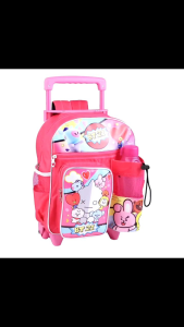 Tas ransel troli anak perempuan TK SD tas dorong tas sekolah anak karakter gratis botol minum tas troli anak