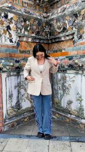 กางเกงยีนส์ทรงกระบอก เอวสูง ดีเทลแต่งงานปักผีเสื้อไหมเเน่นๆ🦋🦋 S-6XL🦋🦋