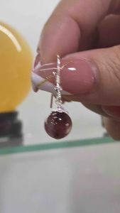 Bông tai bạc s925 mic đá thạch anh thiên nhiên theo mệnh