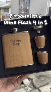 Personalized Portable Wine Flask 4 in 1 Stainless Steel 7oz Laser Engraved