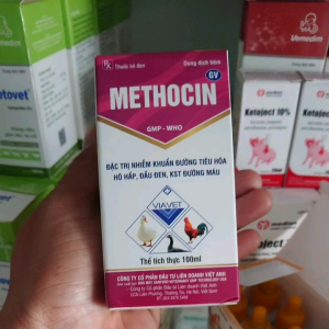 Methocin trị mạnh các bệnh đường tiêu hoá hô hấp đầu đen ký sinh trùng máu gia cầm