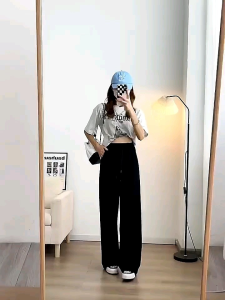 celana wanita lose pants Korean style panjang gombrang kulot highwaish casual formal