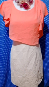 DRESS LENGAN PENDEK PINK(LINE) 163