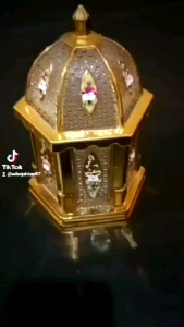 candy pot atau toples gold quba kaca tempat permen antik