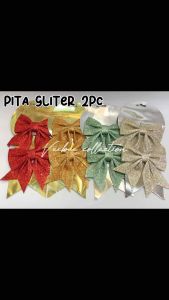 Pita Gliter 2pc 422 423/ Pita hampers /Pita hias pohon natal/mainan natal