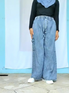 Cargo Pants Wanita Highwaist Loose Korean Style Jumbo - Celana Kargo Wanita Terbaru / Bonnie Cargo Pants - Highwaist Loose Cargo Petite - Celana Kargo Wanita - Baggy Pan