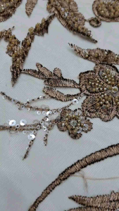 Harga Persetengahan Meter Bahan Kain Tulle Embordieri Payet Korea Mewah