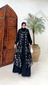 DRESS GAMIS OUTER MODE MELODI 2 IN1 TERBARU BY FAYOLA 100%ASLI REAL