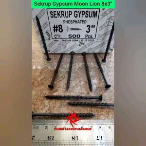 (1 Box) Skrup Gypsum Lion 8x3 Sekrup Gipsum Moon Lion 7.5CM