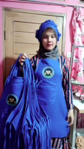 Celemek Dewasa Satu Set Topi/Celemek Bgn Free Bordir Nama