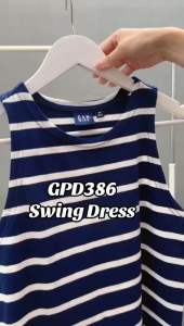 Dress Midi Wanita Murah Tanpa Lengan 386 NavyWhite/ BrownOff Swing