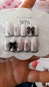 ลองปลายดำติด ปลอมสีเจล สวยงาม ปลายดำติดโบว์สวยหรู