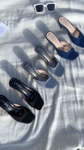 JEANS(พร้อมส่ง/งานกล่อง) รองเท้ายีนส์สูง 3 นิ้ว ส้นสูงสียีนส์