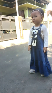 GAMIS jeans Overall+Boneka Snow blue-Biru Navy S.M.L.XL.XXL. Umur:1-7 Tahun.