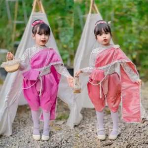 ชุดไทยหงส์ฟ้า เด็กผู้หญิงมีชุดสวยๆใส่ลอยกระทงกันยังจ๊ะ