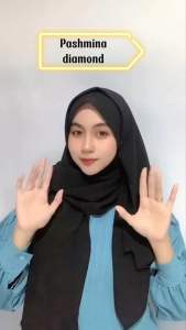 180cm x 75cm Kerudung Jilbab Hijab Pashmina Diamond Tepi Jahit