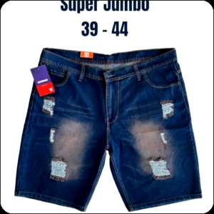 Celana Pendek Jumbo Sobek Robek Wiscer Jeans Pria Ripped Distro Keren Kekinian Original New Erge BIG SIZE size 39 - 44