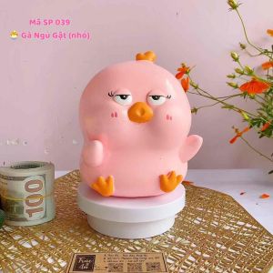 (18x14x14cm) 🐣 Gà Ngủ Gật nhỏ - Mã SP 039 heo đất Gà con buồn ngủ size nhỏ chất liệu thạch cao