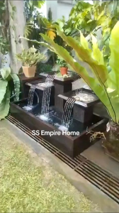 S3 Brown 5x2.5 Sandstone Water Pond Fountain Garden Water Feature Balinese 风水流水喷泉瀑布池 Deco Fish Waterfall Home