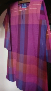 ชุดแขกปากี ช./ญ XXXL หน้าอก 52 นิ้ว ลายสก๊อตโทนสีเลือดหมู ผ้าปาเต๊ะ ชุดเดรสอินเดีย ผ้าฝ้ายทอดิ้นทอง โต๊ป ช./ญ.