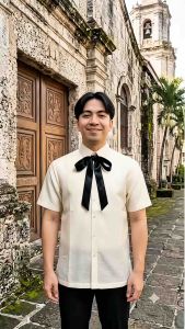 【 PREMIUM 】Plain Polo Barong Piña Jusilyn Short Sleeves