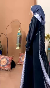 gamis dress janeta beludru mewah set jilbab by almeyra premium