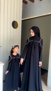 Sabyan Couple Mom Dan Anak 9-12 Tahun Gamis Pasangan Wanita Muslim Model Terbaru Ceruty Mix Payet