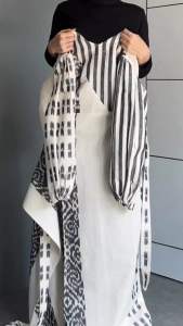 Set Couple Tenun Marlin Dress White baju kondangan prewedding pria wanita terlaris style korean