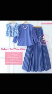 New Arrival Setelan Blouse dan Rok Hyget Plisket Terbaru Sakura Set Teen Kids By Fasha