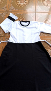 Gamis Seragam Hitam Putih Anak Perempuan Muslim PAUD TK SD/MD Usia 3-11 Tahun