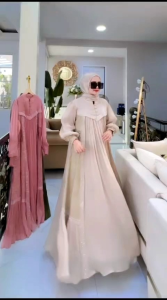 REALPICT COD PREMIUM DRESS KAMILA FREE FASMINA BY SITI ASOPUROH BAHAN FULL SHIMMER MIX KATUN BORDIR LD 110 PB 140 UKURAN STANDAR TERBARU TERMURAH BEST SELLER TANGAN PERTAMA KONVEKSI
