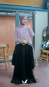 Vente Daily Fimela Tunik Wanita Muslim Terbaru Ld 110 Bahan Cantily Lace Combi Shakila Tunik Wanita Premium Simpel Cantik Elegan