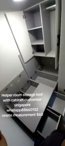 Helper bed customize /Helper room storage bed with cabinet customize singapore
