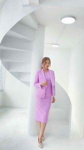 MAJCO SET VEST BLAZER DÁNG DÀI THIẾT KẾ CAO CẤP CỔ CÁCH ĐIỆU MÀU TÍM PASTEL