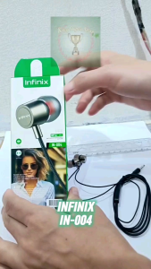 HF IN-004 INFINIX HANDSFREE HENSET EARPHONE HANDPHONE HP UNIVERSAL JACK 35MM MURAH