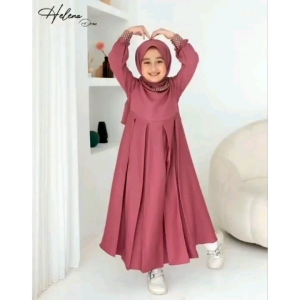 Helena Dress Kids Usia 3-13 Tahun: Bahan Crinkle Cantik & Fashion Anak Muslimah
