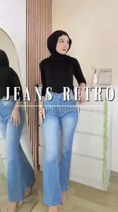 Highwaist Cutbray Jeans Retro Wisker Wanita - Celana Jeans Panjang Cutbray Premium Retro Vintage