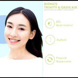 Bionics Oasis Air 1 Month Clear Contact lens 6pcs/Box Aspheric Design HD Lens -0.50 to -10.00 Power