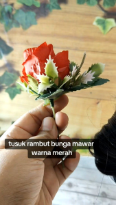 Tusuk Rambut Bunga Mawar Merah & Aksesoris Rambut Mewah