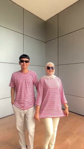 Kaos Couple Salur Strip Terbaru & Oversize