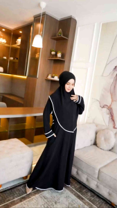 GAMIS SET HIJAB LARISA RHF DRESS DEWASA MUSLIM POLOS SIZE M DAN XL BISA COD