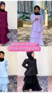 Ready stokes Baju Jubha peplum 3 lyrs for girls