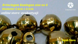 Krincing kuningan no6 ( D3.4cm x 4.5cm ) Bel Lonceng 06 Kuningan bulat Klinting Gowok Lonceng tari jaranan Besar Jumbo penari remo mainan anjing sapi kambing kucing aksesoris tas pendaki