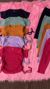 Setelan Anak Perempuan Kerut Samping Bahan Rib Knit Premium 1-5 Tahun