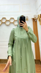 GAMIS((KERUTDADA) LINEN BORDIR GAMIS LEBARAN BUSUI FRIENDLY